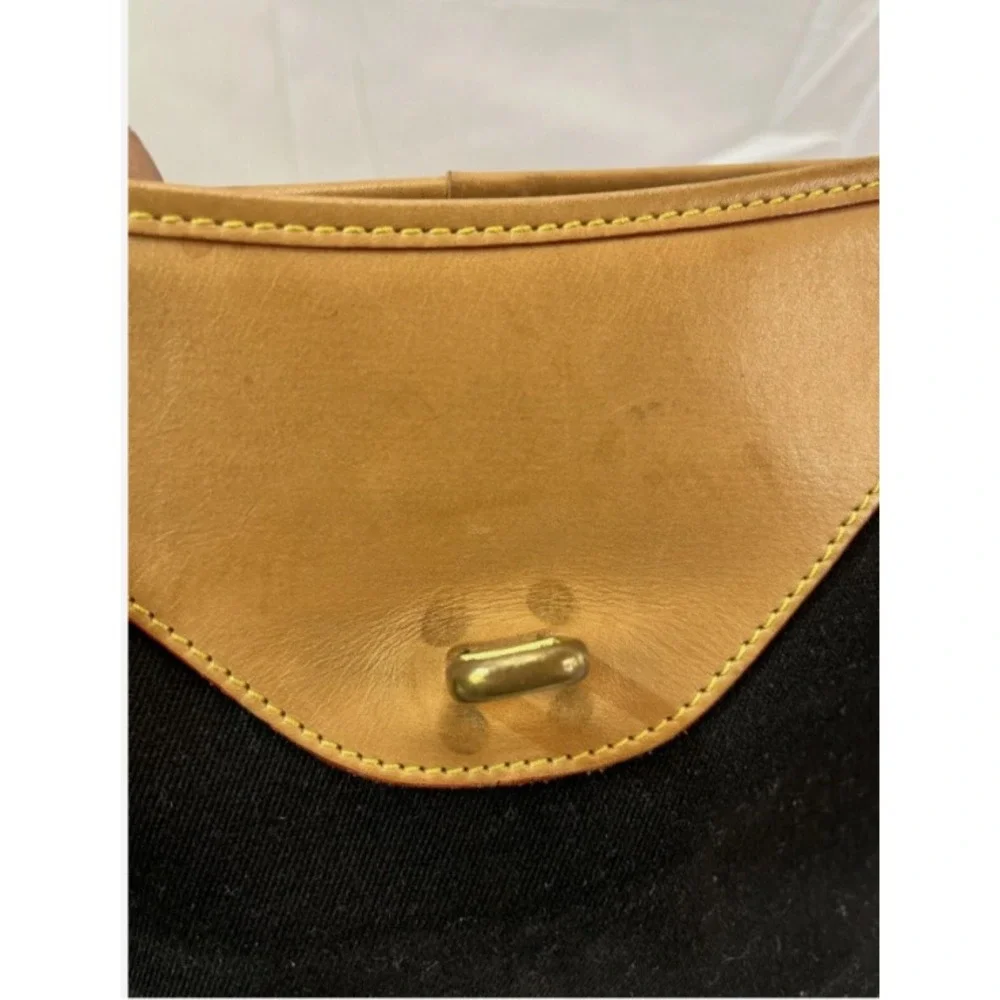 Dooney & Bourke Black Canvas/ Light Tan Leather Medium Flap Crossbody Bag Purse